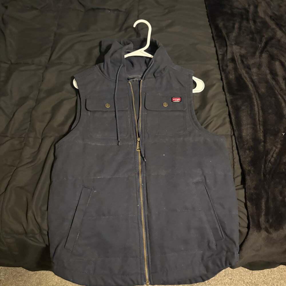 Wrangler Workwear Men's Quilted Lined Hooded Vest Duck Work Black 3XL